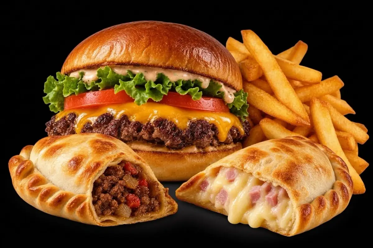 Hamburguesa + 2 empandas a elección